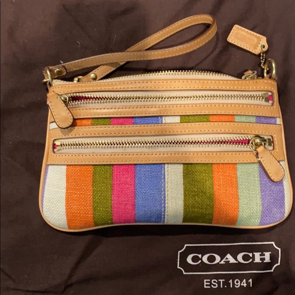 Coach stripe wristlet - large